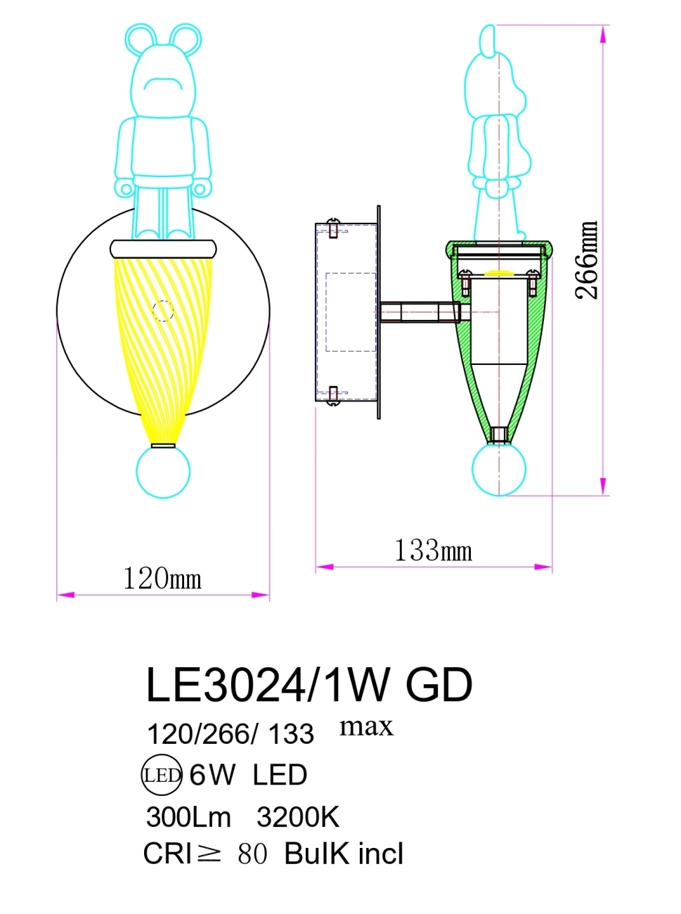 Бра Joli LE3024/1W GD