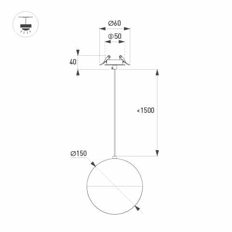 Подвесной светильник Arlight SP-EMISFERO-HANG-BUILT-R150-11W Warm3000 (WH, 170 deg, 230V) 056588