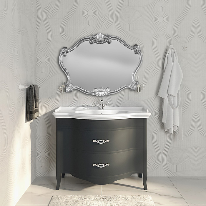 TW Armony Тумба с раковиной 112х62см., 2 ящика, доводчики Blum, цвет: Grafite/серебро античное