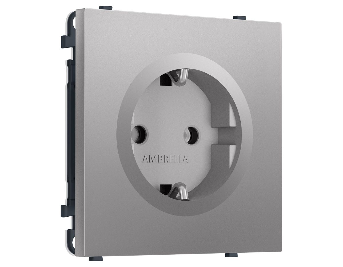 Комплект механизма электрической розетки SIGMA Сталь матовый 50Hz 2P+E с/з 16A-250V QUANT PRO Ambrella Volt MS506010 (SP5060, PR141)