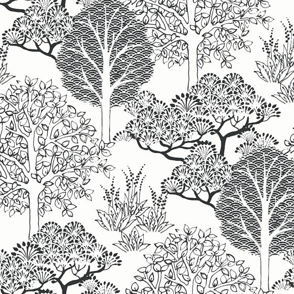 Обои York BW3853 Kimono Trees White/Black