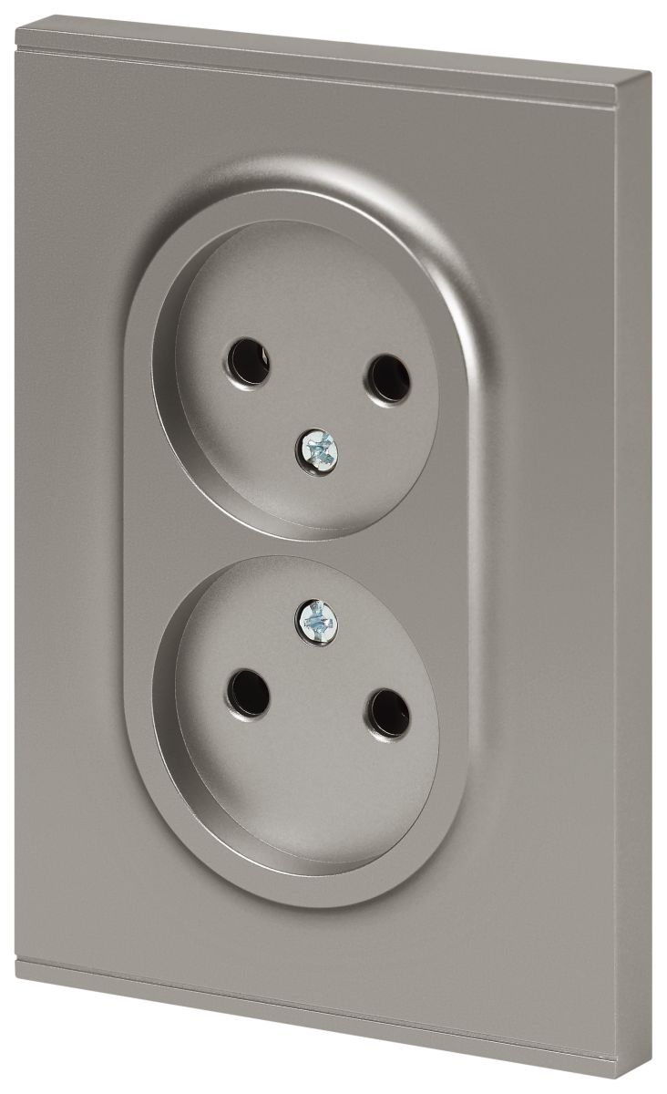 Розетка Эра Arktik 16-2107-07 без заземления двойная 2X2P 16А-250В титан Б0071687