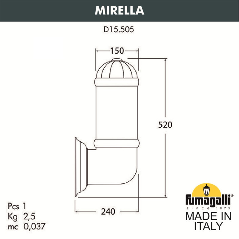 Настенный светильник Fumagalli Sauro D15.505.000.WXF1R.FC1