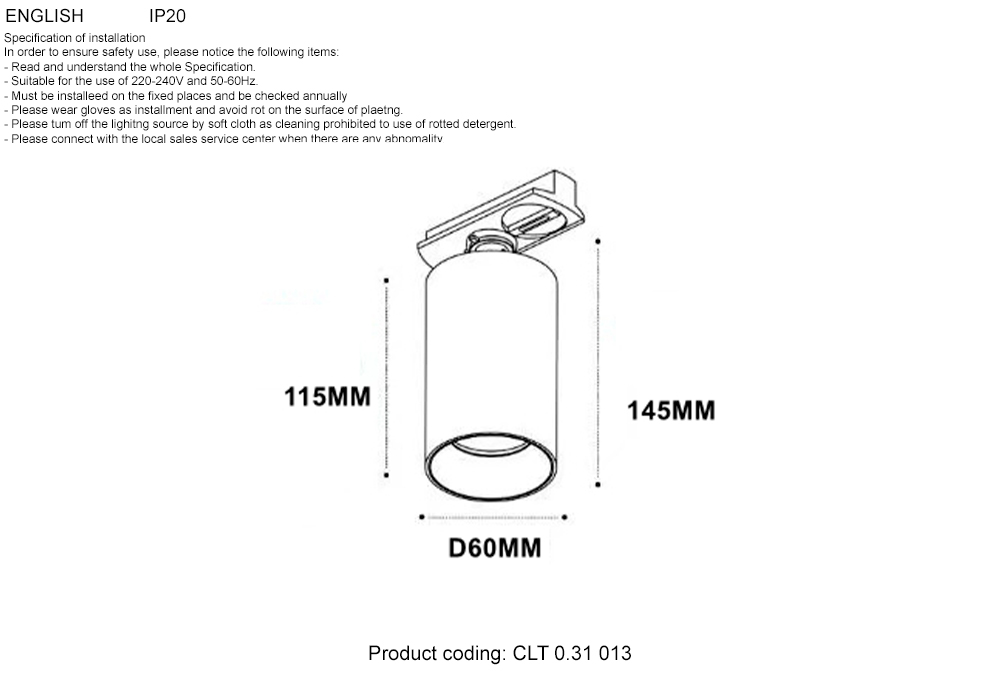 Трековый однофазный светильник Crystal Lux CLT 0.31 013 GO-GO