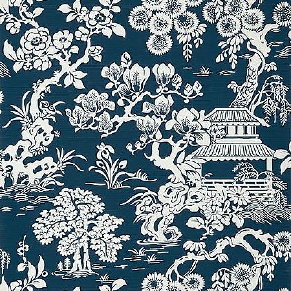 Обои Thibaut T13307 Japanese Garden Navy