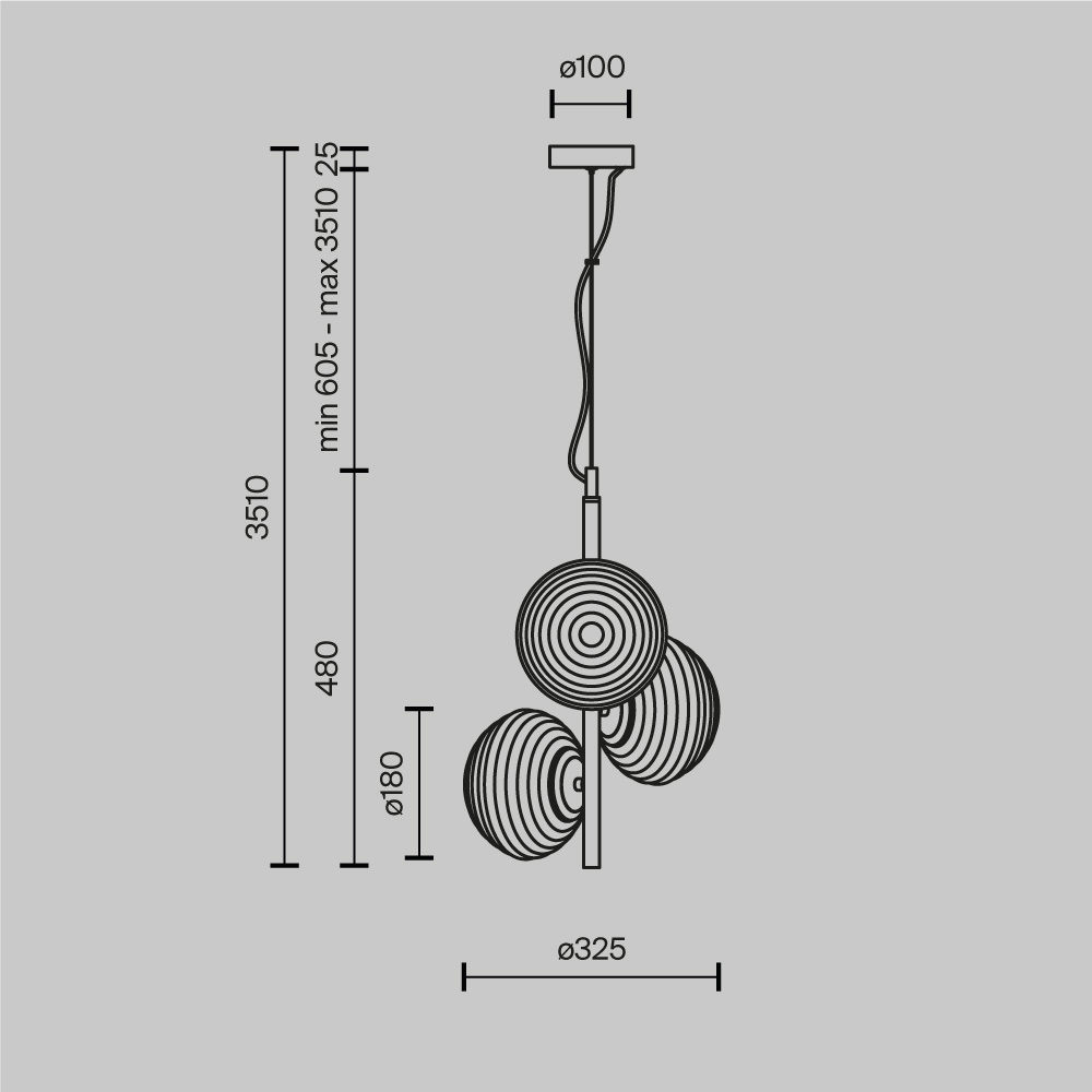 Подвесной светильник Maytoni Reels MOD268PL-03G