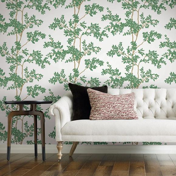 Обои York BL1801 Lunaria Silhouette White/Green
