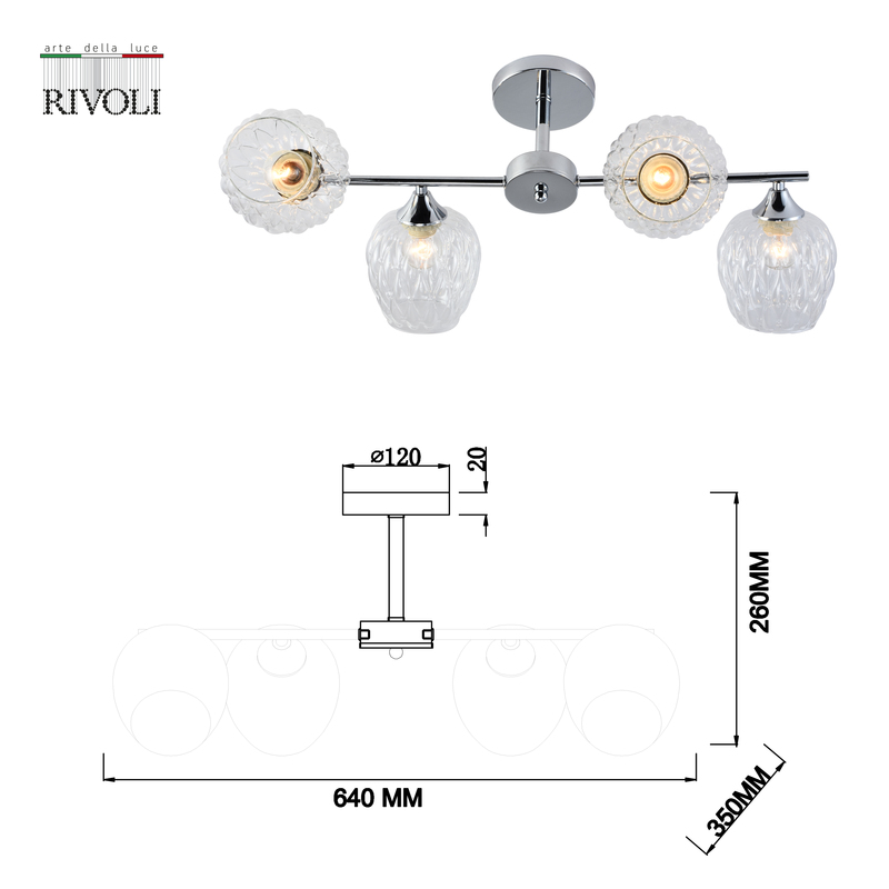 Люстра на штанге Rivoli Arlene 3139-304 Б0055389