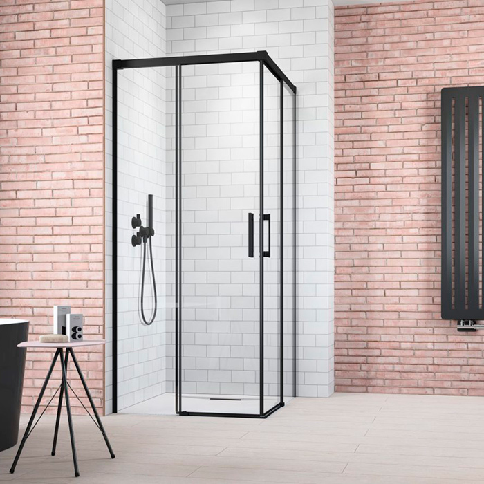 Radaway Idea 8 KDD Душевая дверь 100см, раздвижная, левая, стекло прозрачное, покрытие Easy Clean, профиль: черный