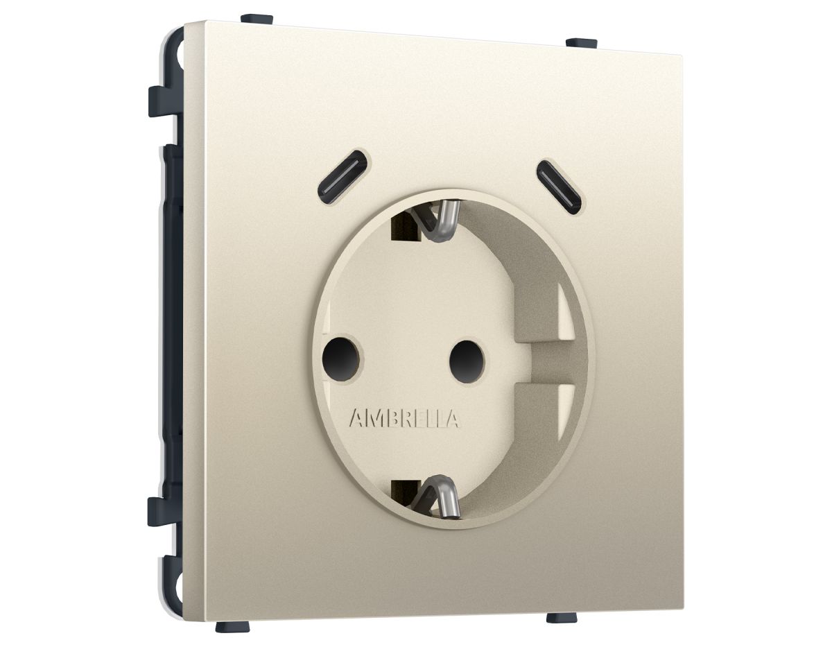Комплект механизма электрической розетки SIGMA Шёлк 2USB С+C 20W Ambrella Volt MS550510 (SP5505, PR165)