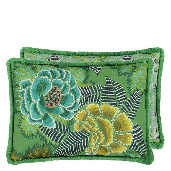 Подушка CCDG1468, Rose De Damas Embroidered, Jade, Designers Guild 60 x 45см