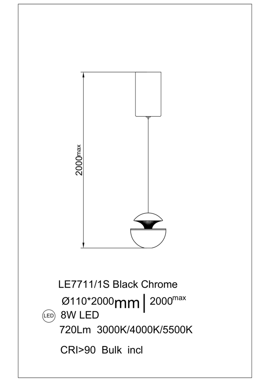 Подвесной светильник Jelly LE7711/1S Black Chrome
