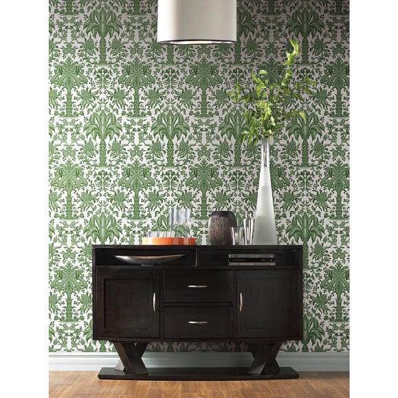Обои York DM5011 Palmetto Palm Damask Green