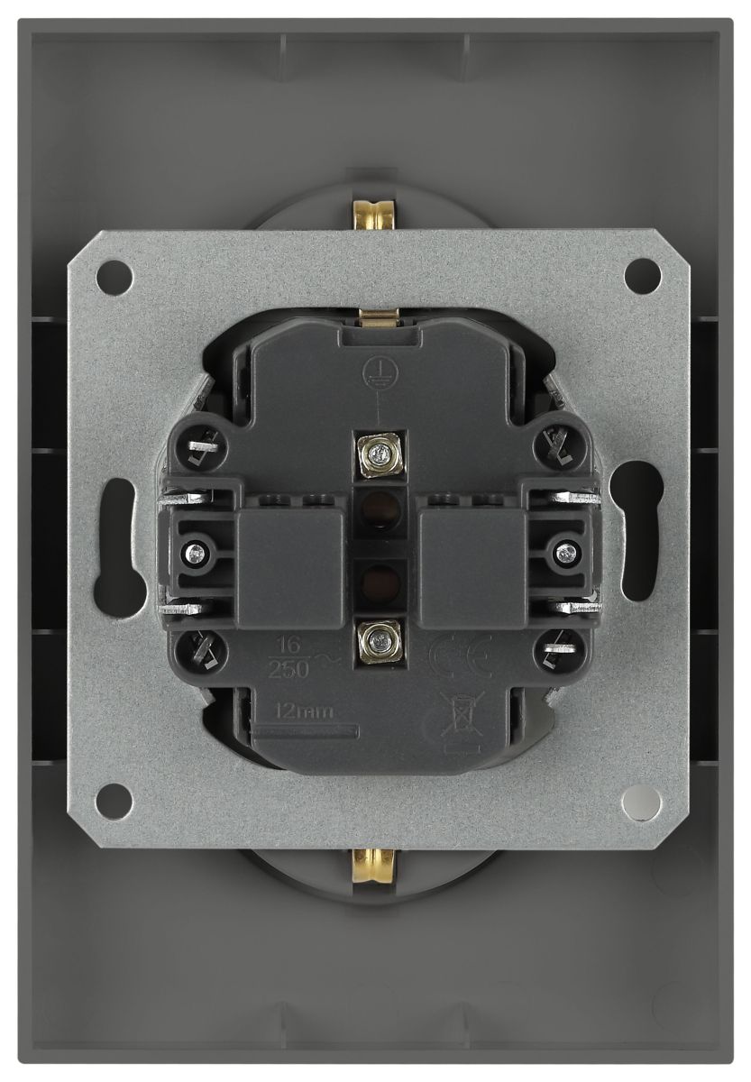 Розетка Эра Arktik 16-2105-06 двойная с заземлением 2X2P+E Schuko со шторками 16А-250В графит Б0070459