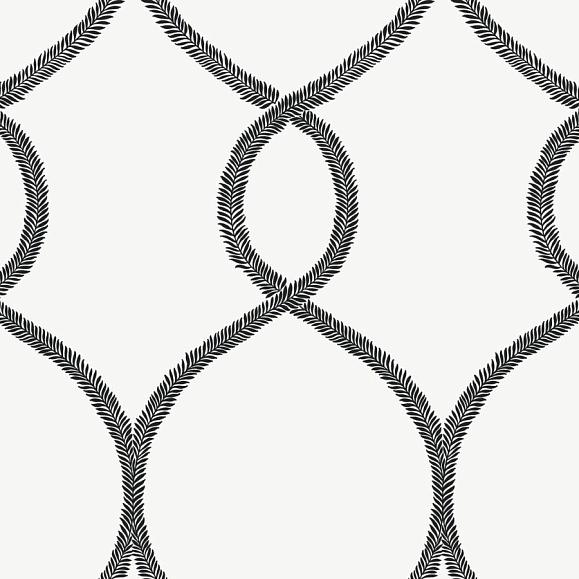 Обои York KT2235 Laurel Leaf Ogee Black