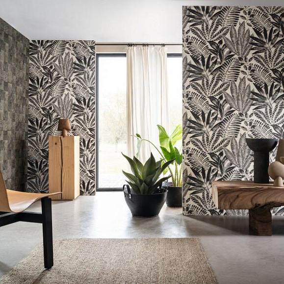 Обои Casamance 75183886 Aloes Noir/Grege