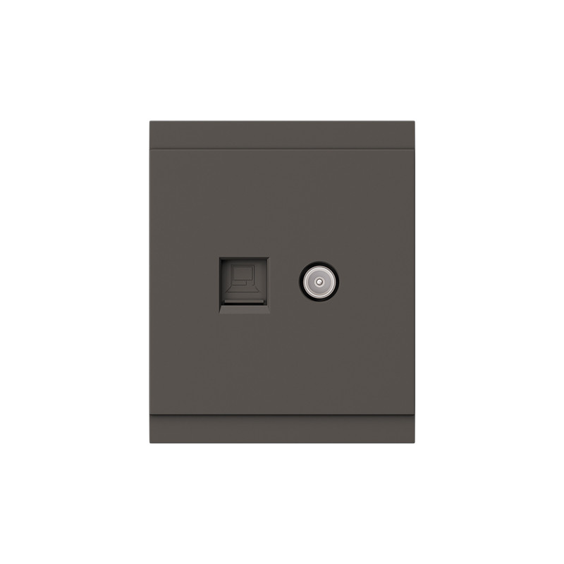 Розетка SETE компьютерная RJ45 кат6 + TV с/у графит IP20/IP44 KRANZ KR-79-0721-3