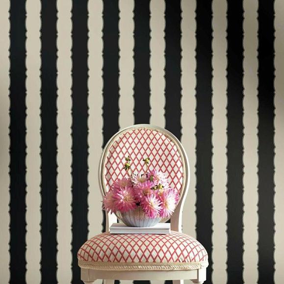 Обои York GR6015 Scalloped Stripe Black