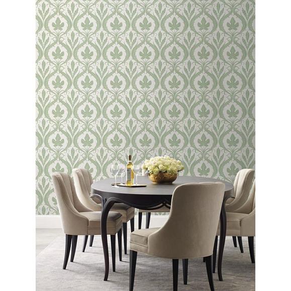 Обои York DM4921 Adirondack Damask Green/White