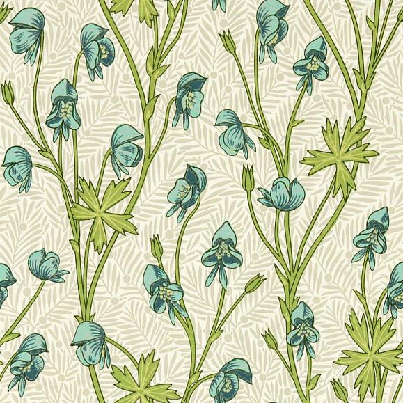 Обои Morris 217344 Monkshood Aqua/Peashoot