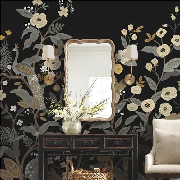 Панно York RP7399M Peacock Mural Black