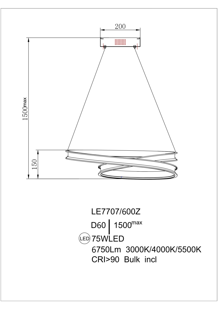Подвесная люстра Aida LE7707/600Z Black Chrome