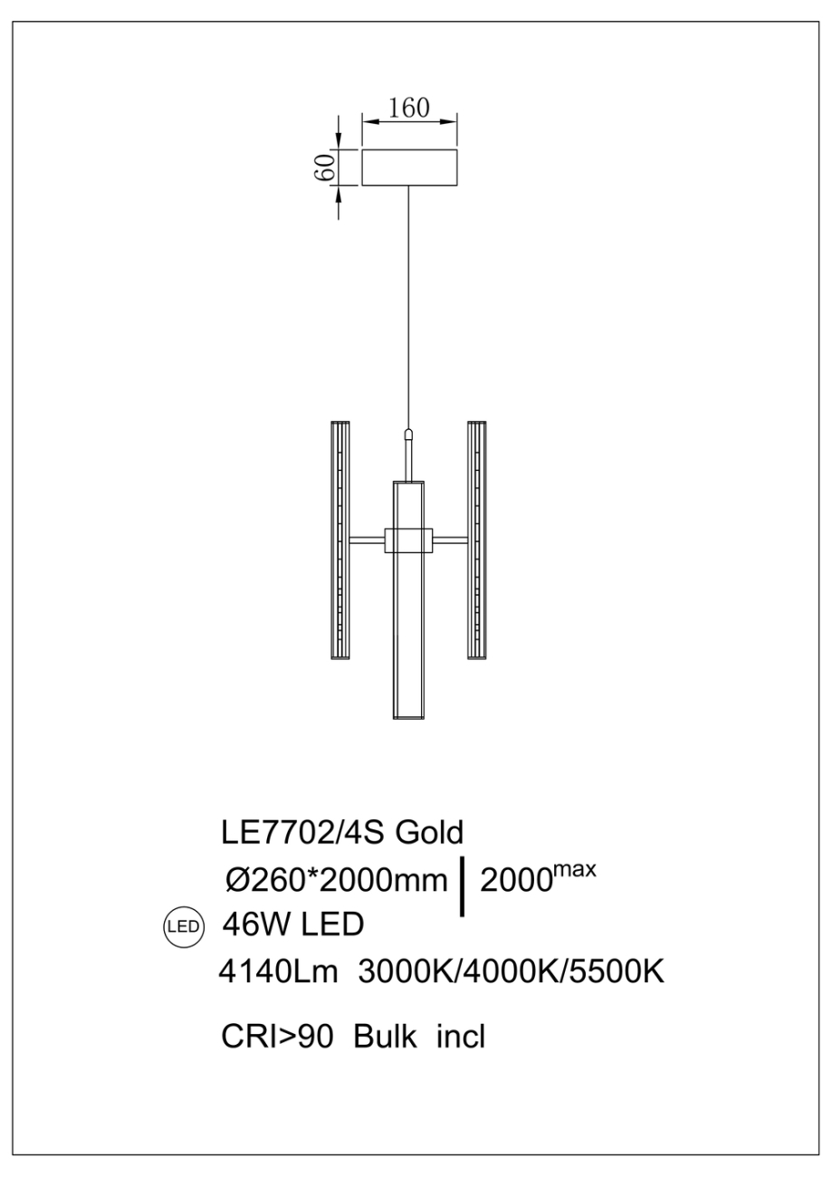 Подвесной светильник Christine LE7702/4S Gold