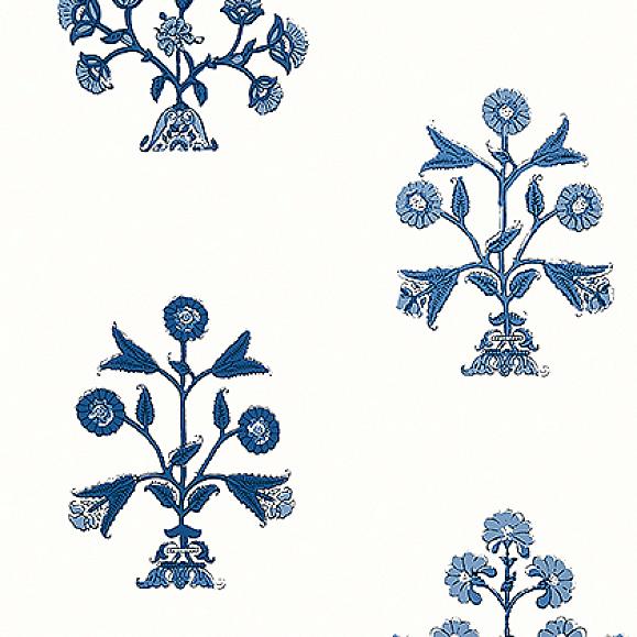 Обои Thibaut T10665 Indian Flower Blue