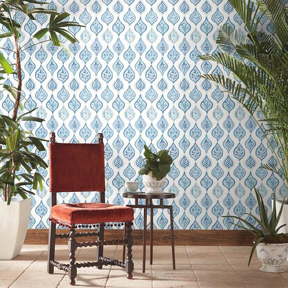 Обои York MN1850 Marketplace Motif White/Blue