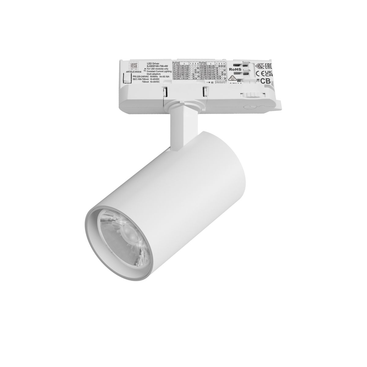 Трековый трехфазный светильник Quattro LED 15G с адаптером Lightstar Alta Base A5136QT15G