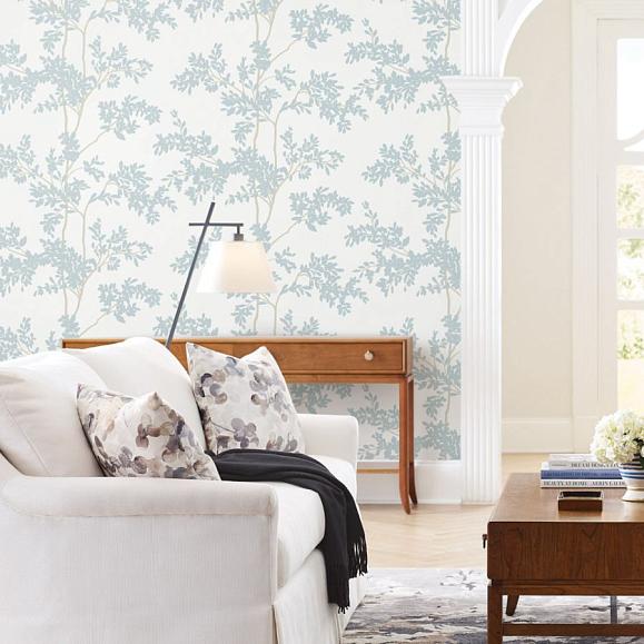 Обои York BL1802 Lunaria Silhouette White/Cloud Blue