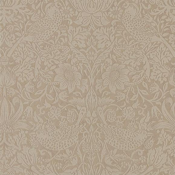 Обои Morris 216019 Pure Strawberry Thief Taupe/Gilver