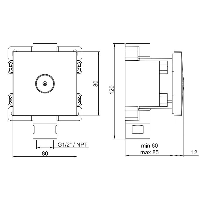 Almar Mist Body Jet Square Форсунка встраиваемая, цвет: High Brass Brushed PVD