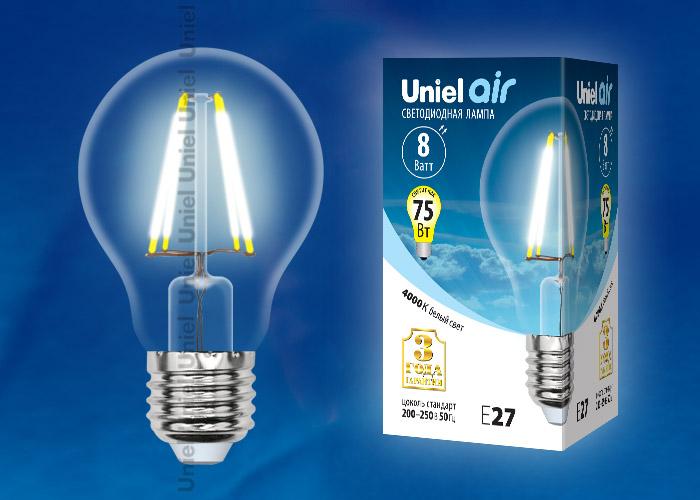Лампа светодиодная филаментная (UL-00003763) Uniel E40 40W 6500K прозрачная LED-ED90-40W/DW/E40/CL GLP05TR