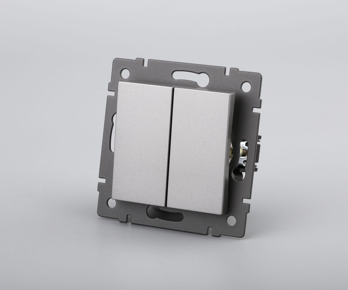 Механизм выключателя двухклавишный проходной Arlight SWT-MKP2-PL-GR-V (250V, 10A) 049894