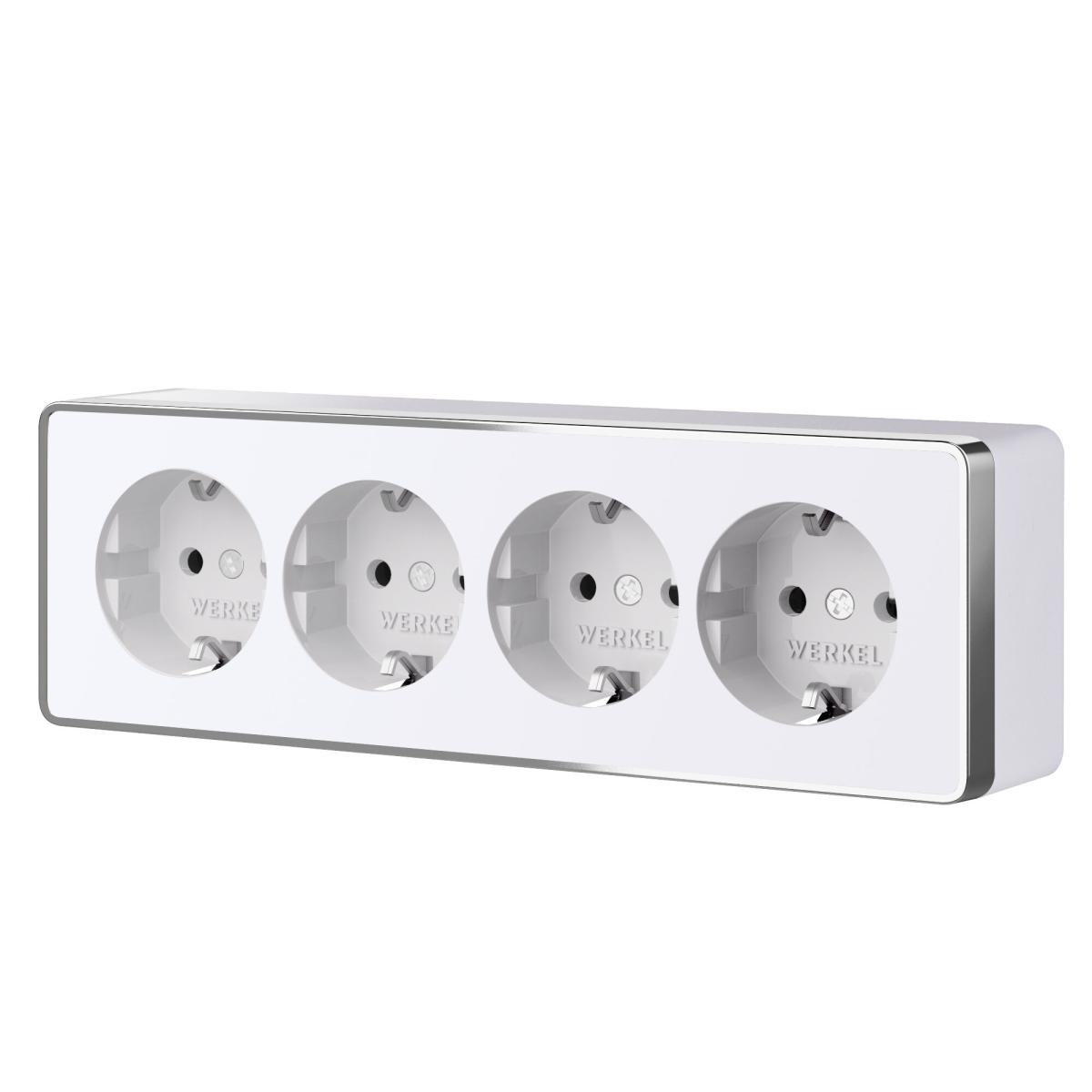 Розетка четверная с заземлением и шторками Werkel Gallant (белый) W5072210 4690389218002 a071252