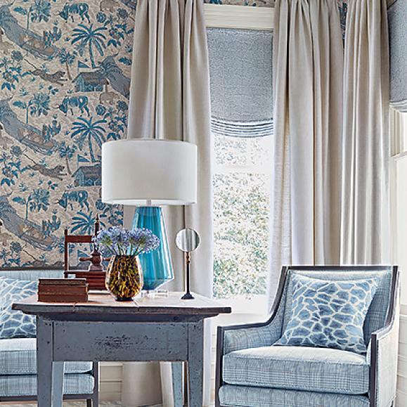 Обои Thibaut T10231 Tiger Reserve Slate Blue