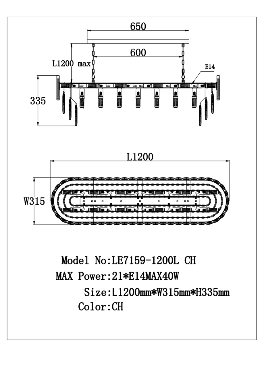 Подвесная люстра Noemi LE7159/1200L CH