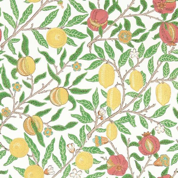 Обои Morris 217086 Fruit Leaf Green/Madder