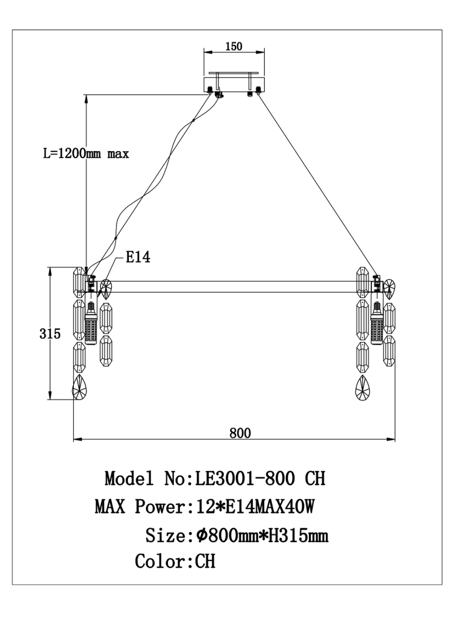 Подвесная люстра Elien LE3001/800 GD