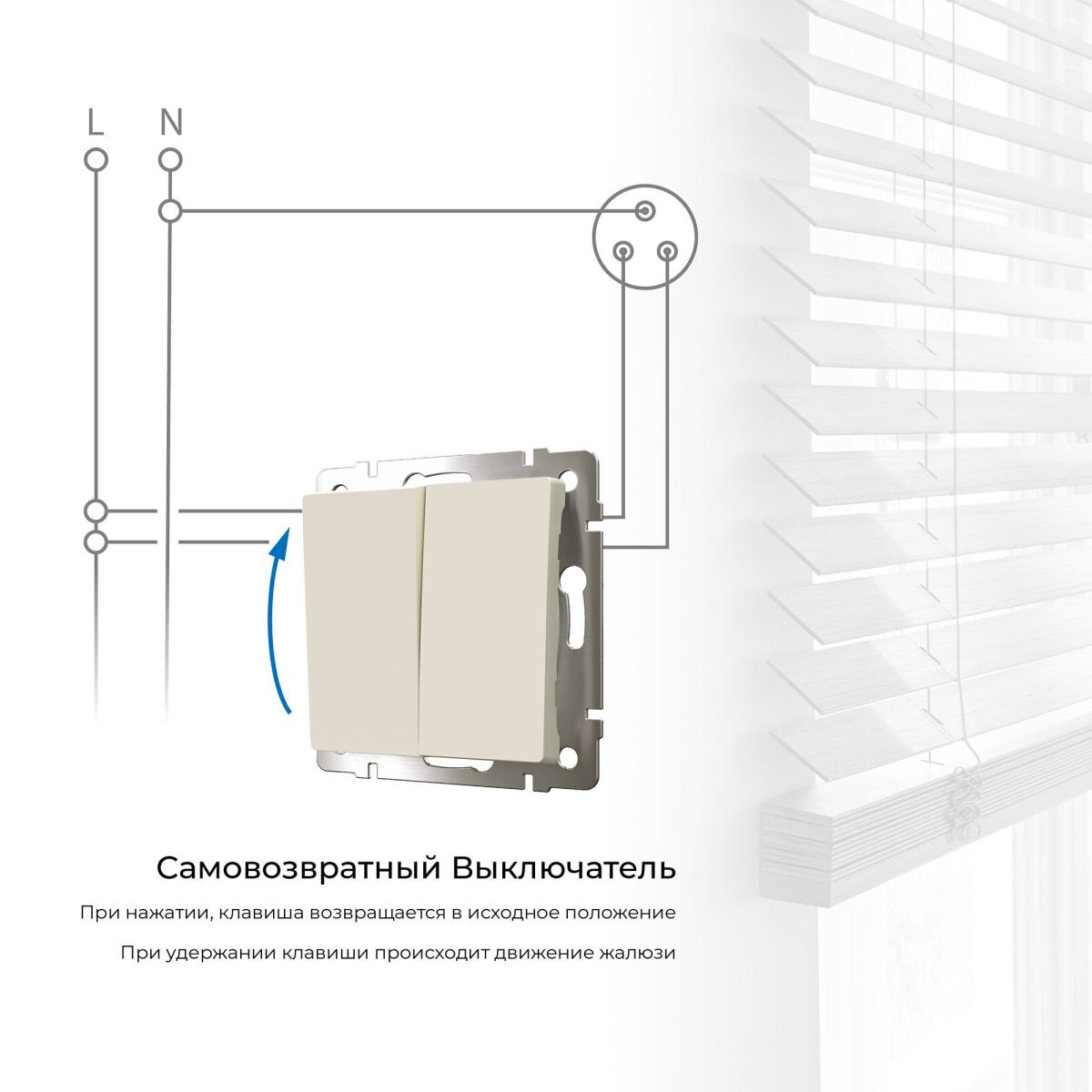 Выключатель двухклавишный с самовозвратом Werkel 4690389192326 W1122403 a062573