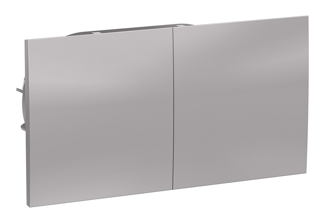 Розетка с/з двойная, со шторками, с крышкой, 16А, в сборе Systeme Electric AtlasDesign Алюминий ATN000328