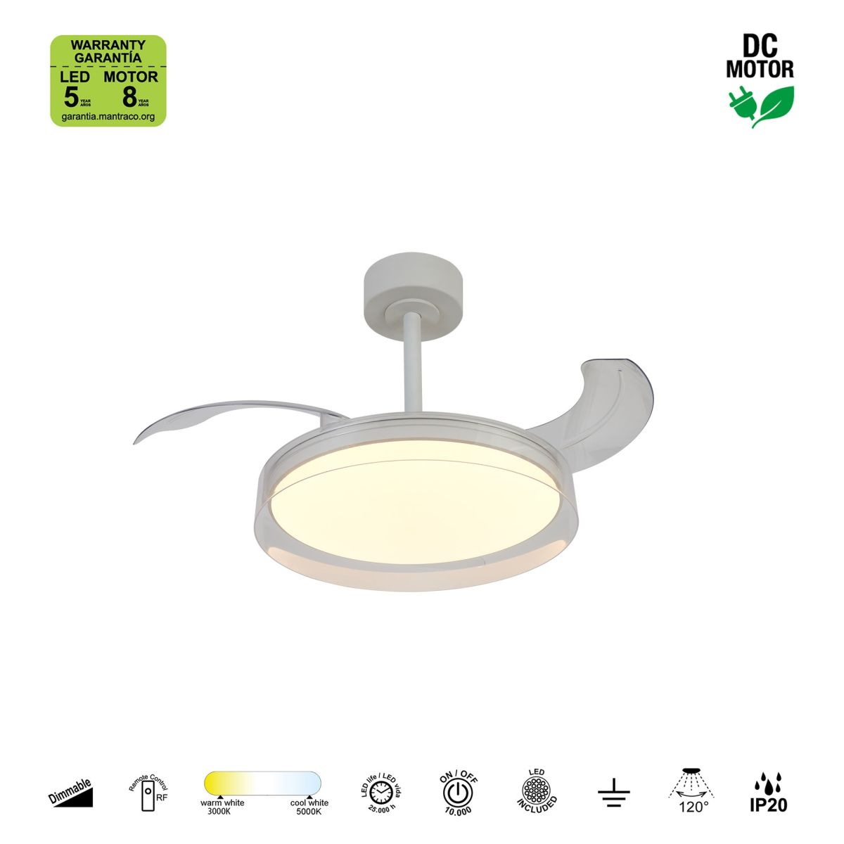 Люстра-вентилятор Mantra Glass Fan 9527