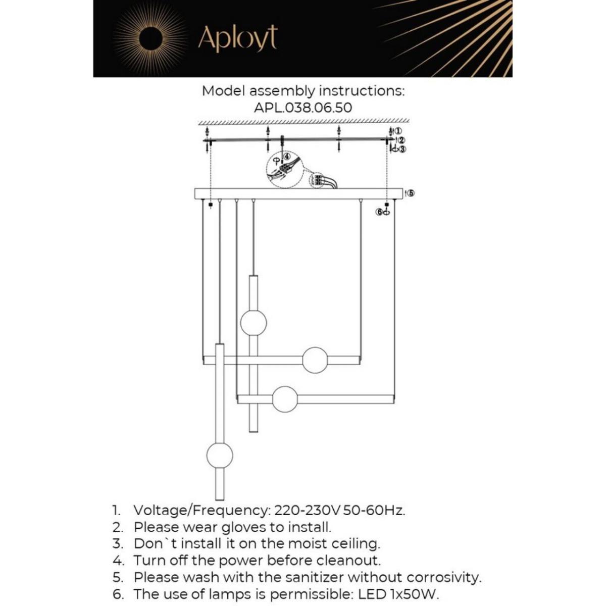 Подвесной светильник Aployt Zhozefin APL.038.06.50
