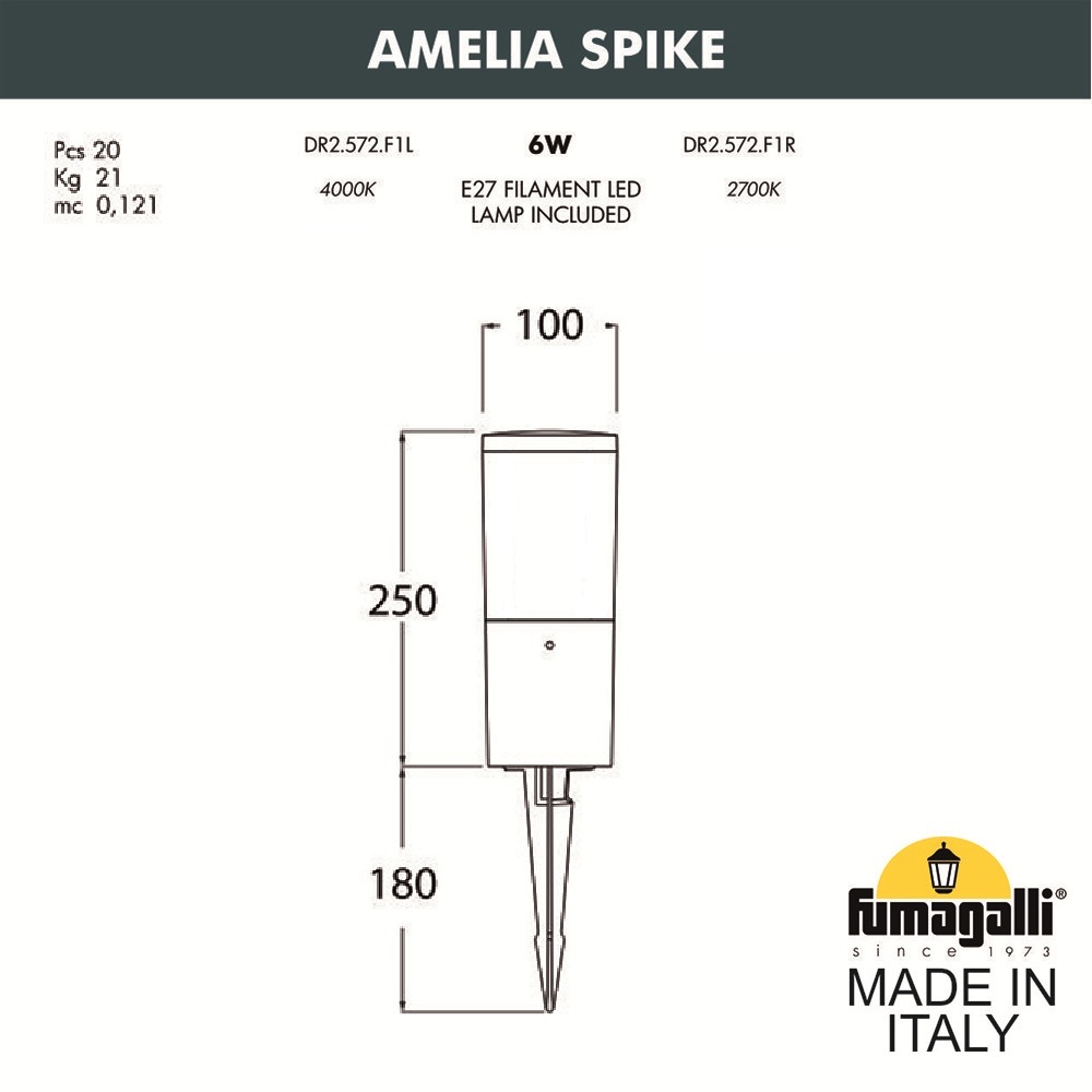 Ландшафтный светильник Fumagalli AMELIA SPIKE DR2.572.000.LYE27