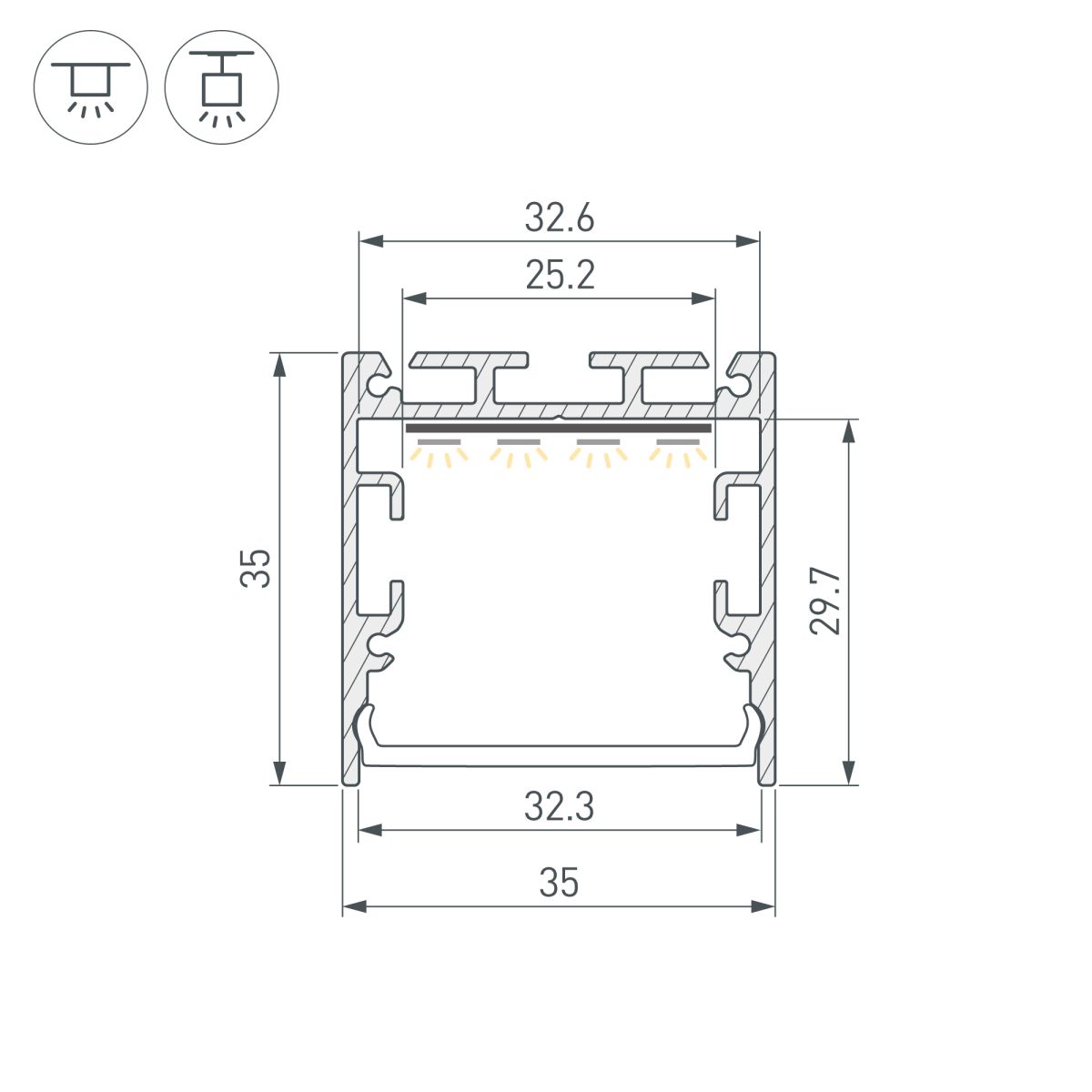Профиль Arlight SL-LINE-3535-2000 BLACK с рефлектором (Алюминий) 064461