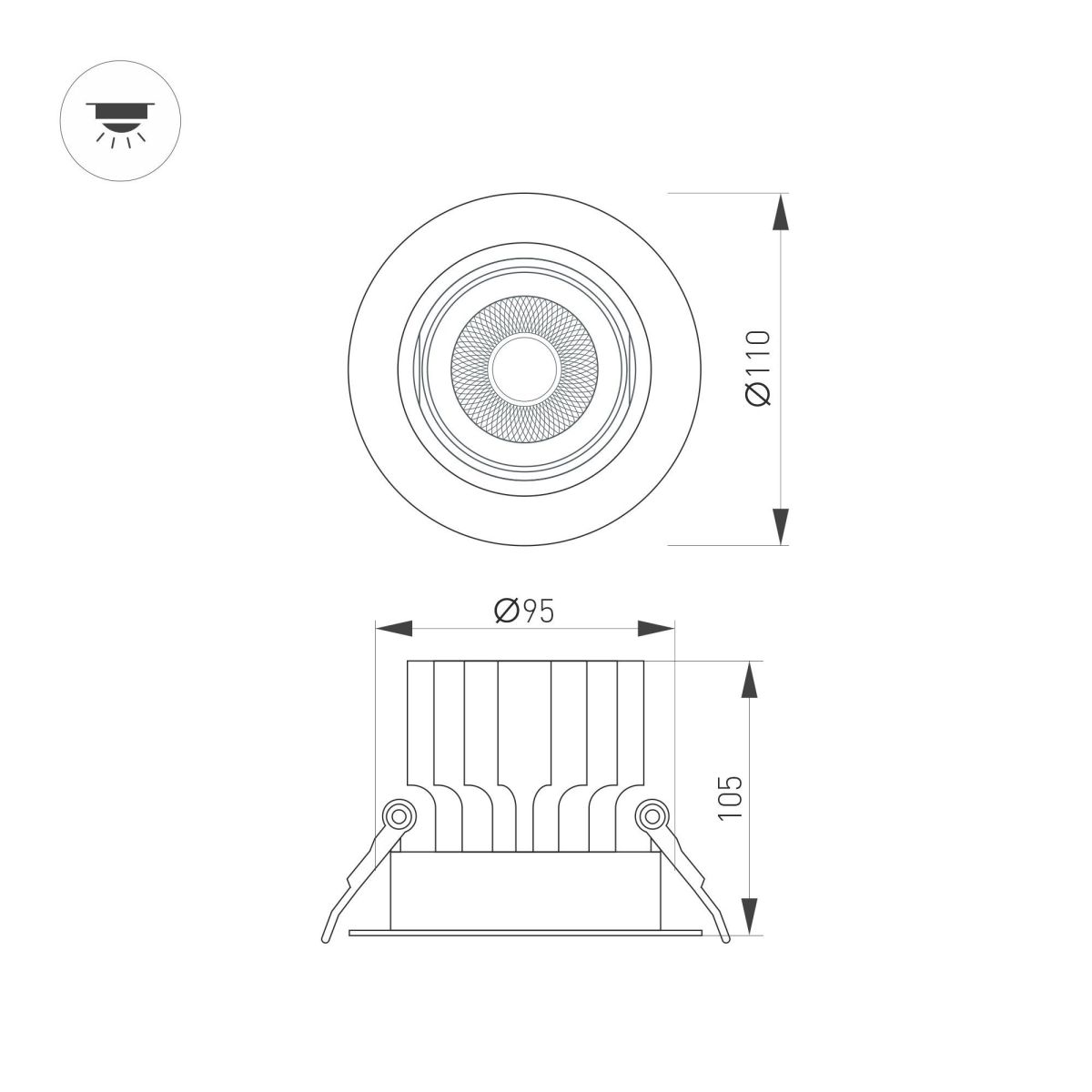 Встраиваемый светильник Arlight MS-VORTEX-BUILT-R110-20W Day4000 (BK-BK, 40 deg, 230V) 057953