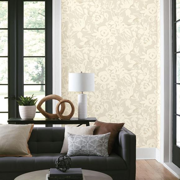 Обои York BL1735 Brushstroke Floral Taupe