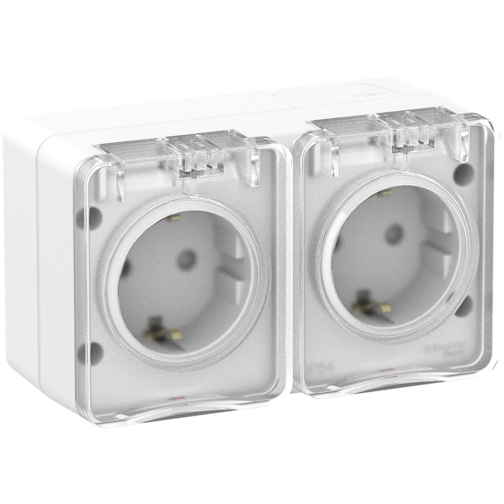 Розетка 2-ая с/з со шт., 16А 250B IP54 Systeme Electric AtlasDesign Profi54 ATN540126