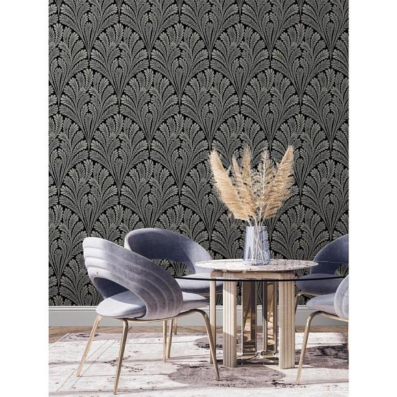 Обои York BW3951 Shell Damask Black/Glint